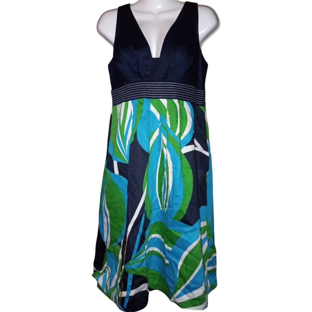 🦋 Londen Times Vibrant Leaf PatternDress Size 4
